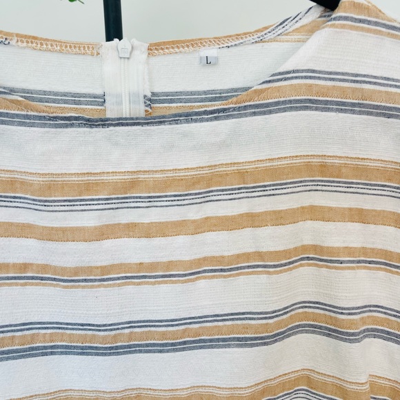 Madewell Striped Mini Dress - White, Blue, Tan - Picture 12 of 12